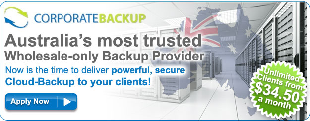Corporate Backup - Australia's most trusted Wholesale-only Backup Provider! We can help you incorporate Offsite Backup into your portfolio, and turn it into PROFIT! Get Your 1st Month of Service Free - Learn More